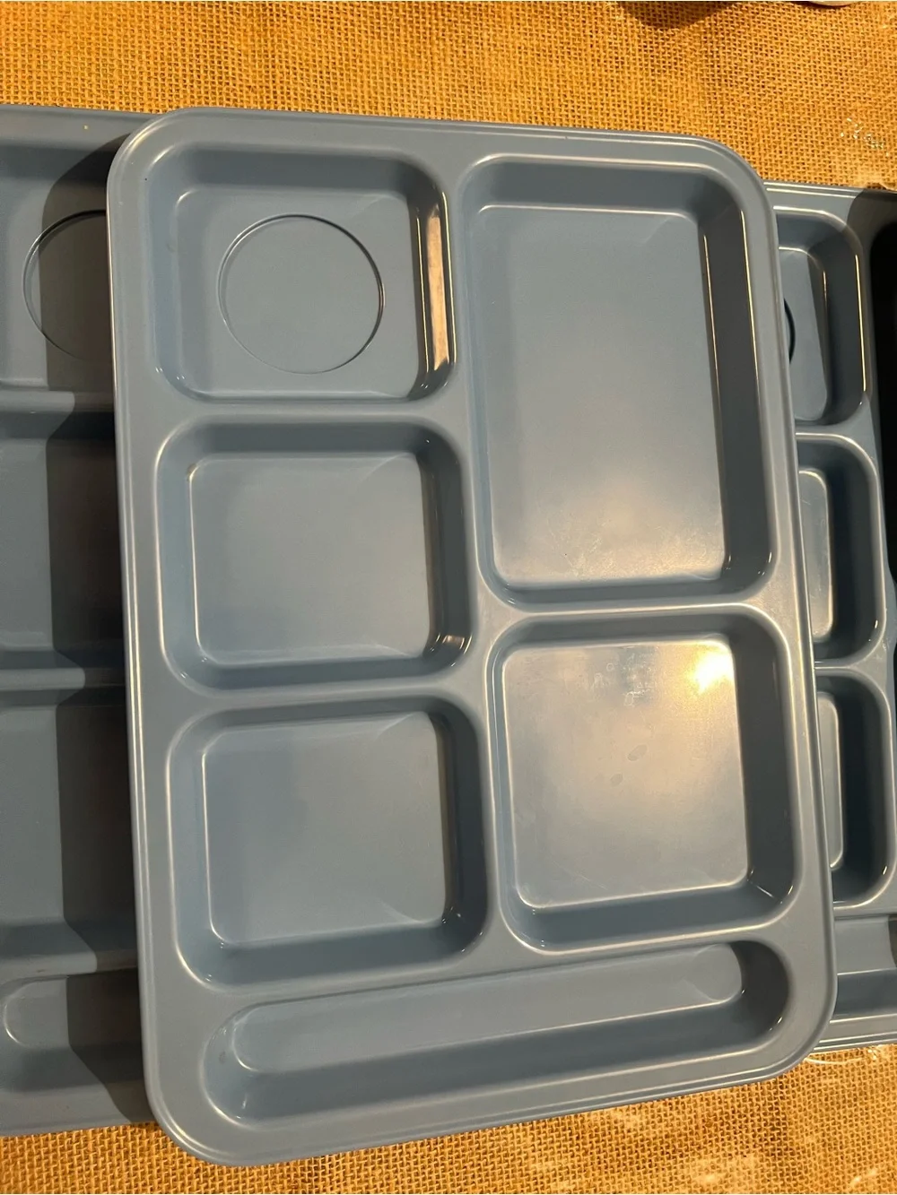 Pottery Barn Kids Divided Melamine Food Plates Trays Green Cafeteria Set of 4